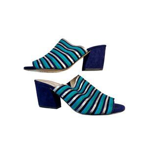 NEW Botkier POSIE Strip Mule Block Slip On Suede Heels Sandals Sz 9 $148
